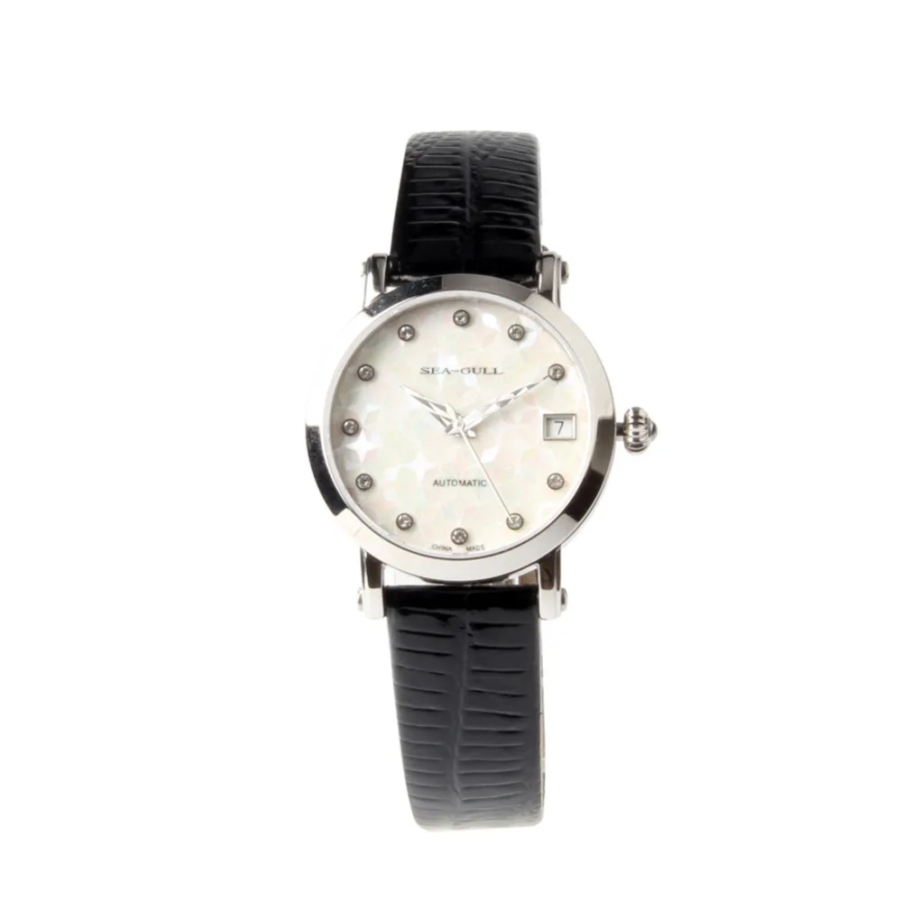 

Seagull Rhinestones Bezel Mother of Pearl Dial Onion Crown Women Automatic Mechanical Watch 819.387 relogio feminino