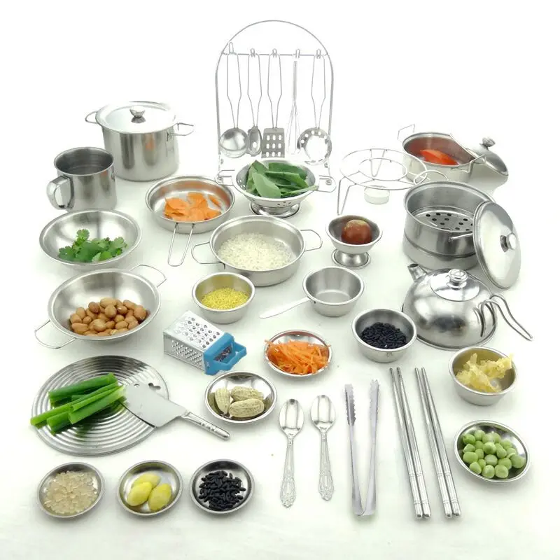 

Espeon 1Pcs Stainless Steel Kids House Kitchen Toys Cooking Cookware Children Pretend Play Kitchen Playset - Silver Figures