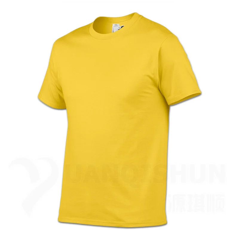 YUANQISHUN Fashion Brand Solid Color T-shirt High quality Men's Cotton Tshirt 17 Colors Unisex Casual Short sleeves Tops Tees - Цвет: Yellow