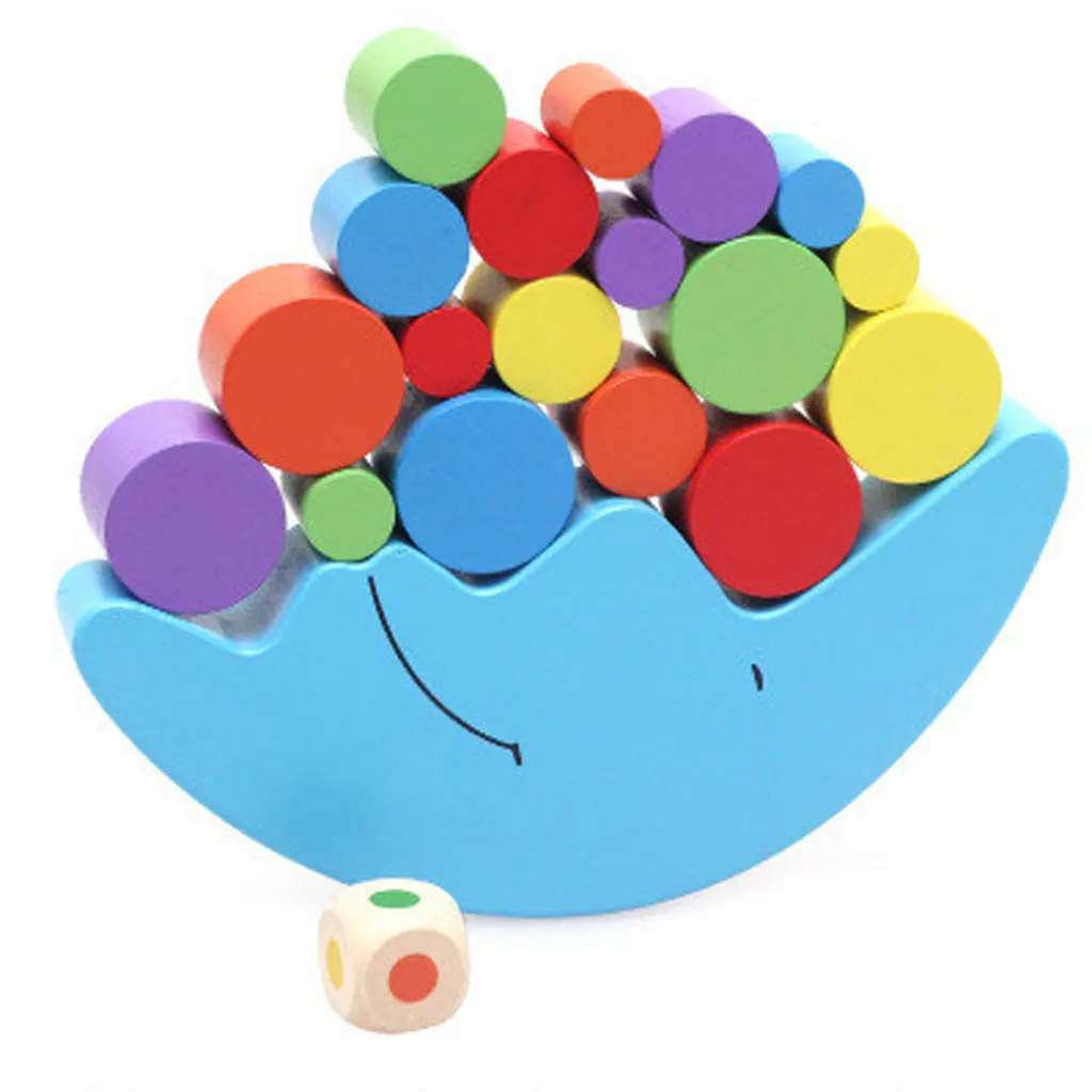 Wooden Montessori Toys for Kids - 2 Sets Wooden Moon & Tower Stacking Balance Blocks Toy