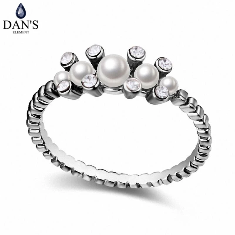 

DAN'S ELEMENT 2 Colors AAA Zirconia Micro Inlays Romantic Fashion Pearl Rings For Women Gift 112523white engagement wedding