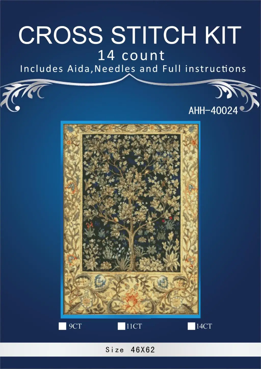 European Vertical Lucky Tree Needlework,DMC Cross stitch,14CT