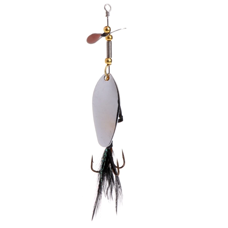 

7cm 12.7g Spinner Spoon Metal Bait Fishing Lure Sequins Crankbait With Feather