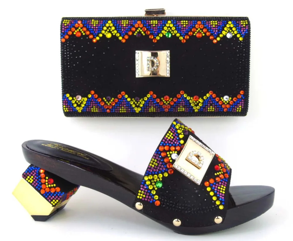 TH16 45 Hot sale Italian ladies shoes and matching bag with rhinestone top quality African style