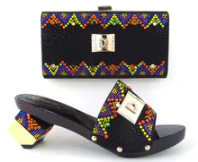 TH16 45 Hot sale Italian ladies shoes and matching bag with rhinestone top quality African style
