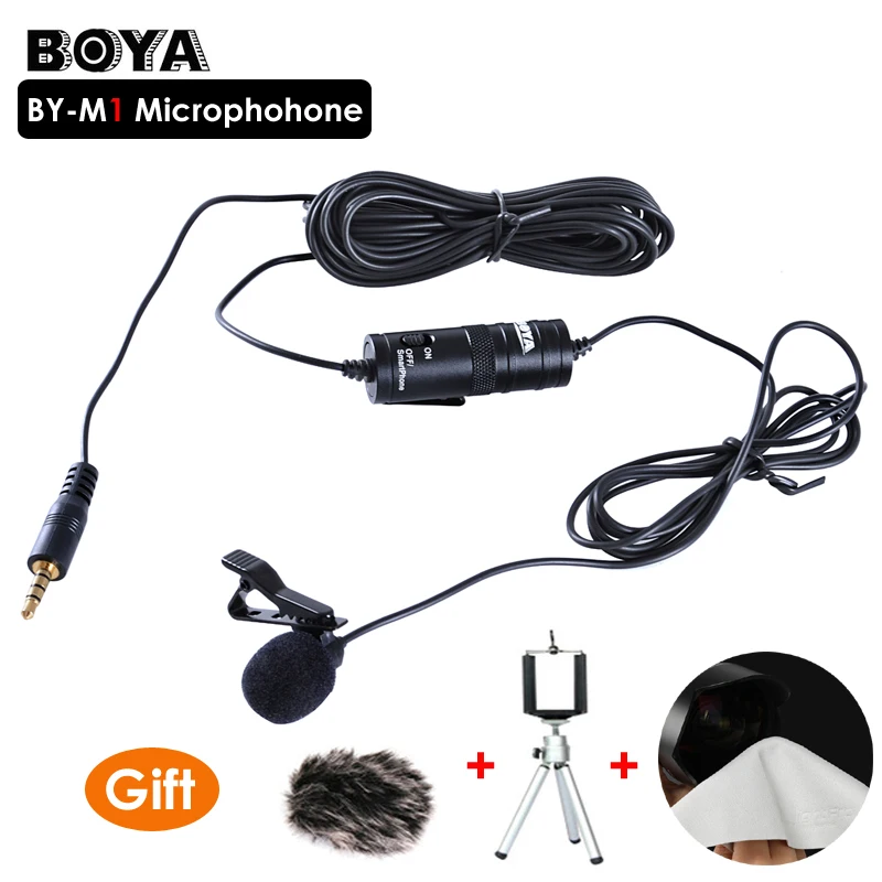 

BOYA BY-M1 Lavalier Lapel Omnidirectional Condenser Recording Microphone for iPhone Nikon Canon Youtube Vlogging live broadcast