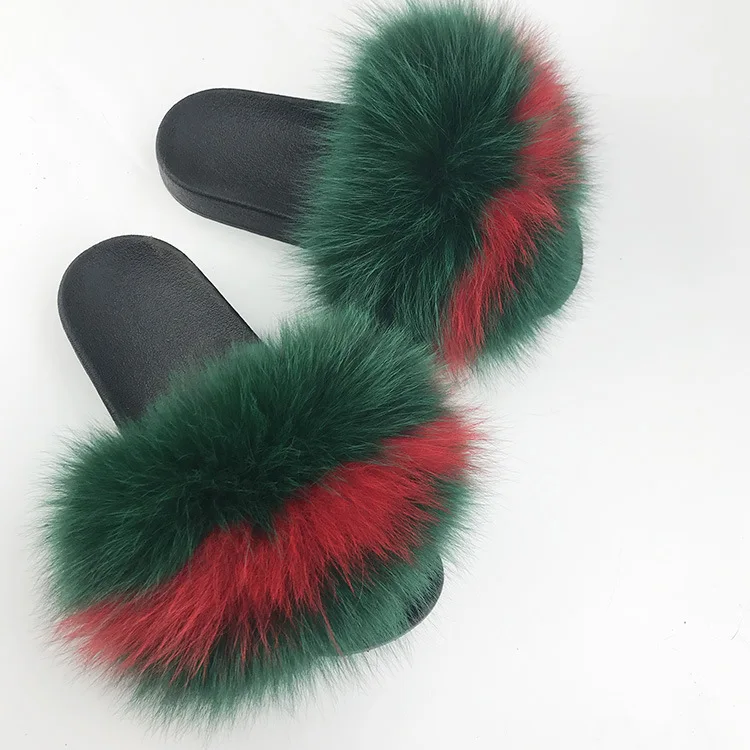 Real Fox Slippers Kids Winter Fur Home Slides Girl Flop Flips Raccoon Fluffy Cute Flats Beach Summer Children Boys shoes Real Fox Slippers Kids Winter Fur Home Slides Girl Flop Flips Raccoon Fluffy Cute Flats Beach Summer Children Boys shoes