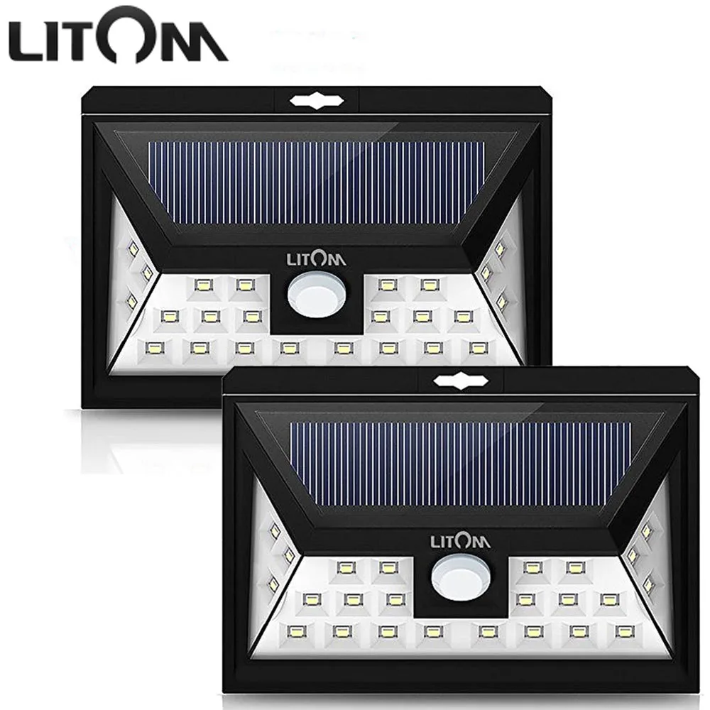 

LITOM 24 LED Solar light Garden Pathway Lighting Waterproof Wide Angle Motion Sensor LED Solar Power Night Lampion New
