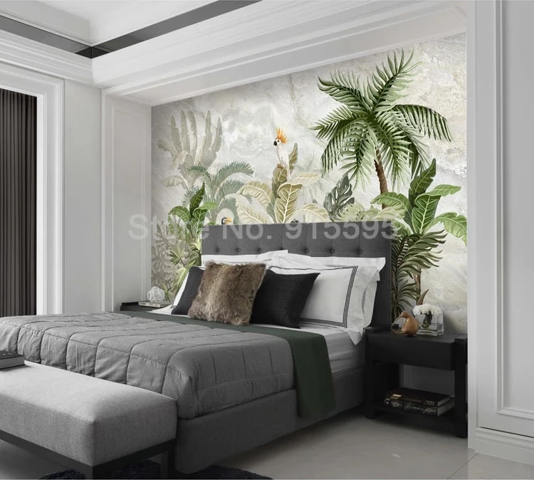 Пользовательские фото обои для стен 3 D Европейский стиль мраморный узор ручная роспись растительный лист гостиная фон настенная живопись
