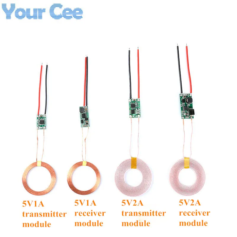 

5V 1A/2A Wireless Power Supply Module Wireless Charger Module Transmitter Receiver Terminal Circuit Board Module for DIY Phone
