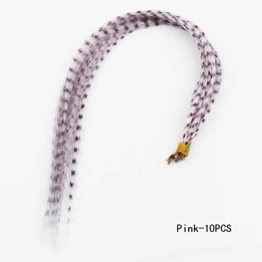 pink 10 шт. красочные очаровательные гризли перья волосы для наращивания длинные прямые натуральные Парикмахерские аксессуары инструмент новое поступление - Цвет: pink