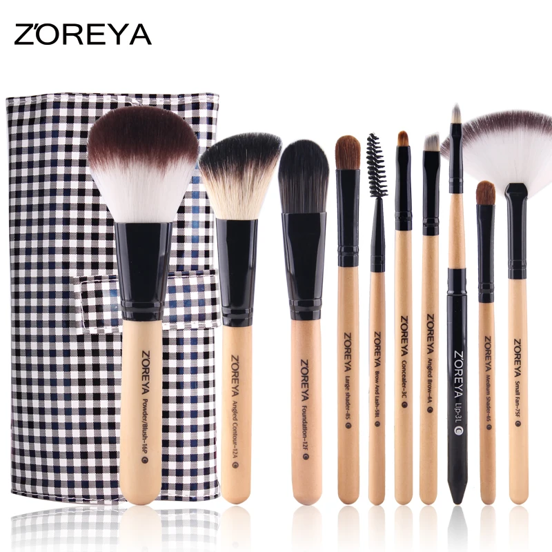 

ZOREYA 10pcs/set Eye Shadow Concealer Makeup Brushes Goat Hair Essential Cosmetic Kit Makeup Brush Set Professional Fan Brush
