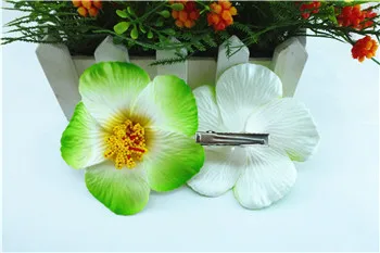 

30 Green Foam Hawaiian flower Hibiscus Flower bridal hair clip 9cm