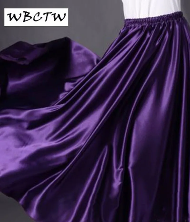 2017 satin maxi skirt XXS 7XL Royal Blue Women Lady Satin Full Circle