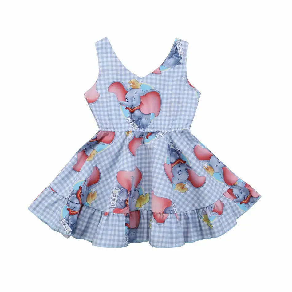 

Toddler Kids Baby Girls Dumbo plaid Sleeveless Dress