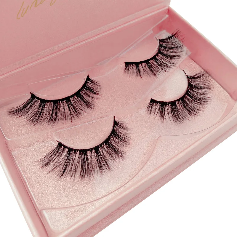 2 pairs real mink eyelashes natural long 3d mink lashes hand made false