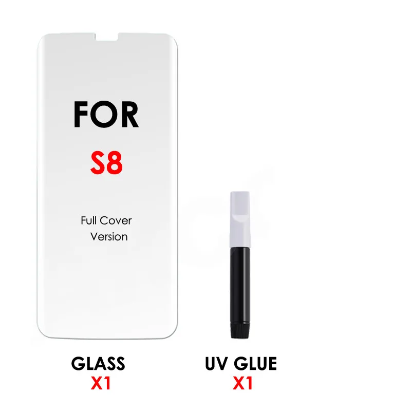 S8 and 1 Glue Hopcham S8 полностью наклеиваемая поверхность стекло Защитная пленка для экрана с закругленными краями и УФ-жидкий полный клей для samsung Galaxy S9 Plus Note 8 Note 9 tempered, закаленное стекло - Цвет: S8 and 1 Glue