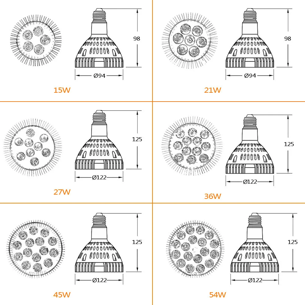 Растет свет 15 Вт/21 Вт/27 Вт/36 Вт/45 Вт/54 Вт полный спектр E27 растений лампы для садовые растения цветения Veges и системы гидропоники