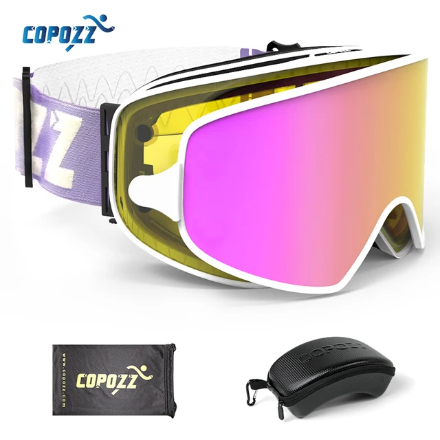 COPOZZ 2 in 1 Ski Goggles with Case 2 Lenses for Night Skiing