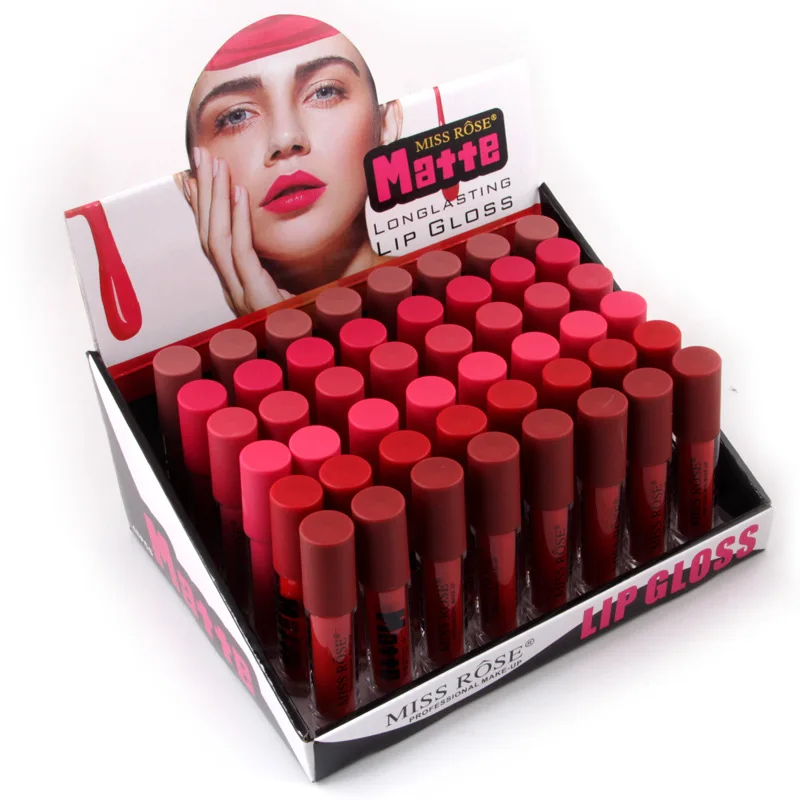 48PCS/LOT Liquid Matte Lipstick Waterproof Sexy Red Lip Color Lipgloss Moisturizer Velvet Matte Lip Gloss Tint Makeup