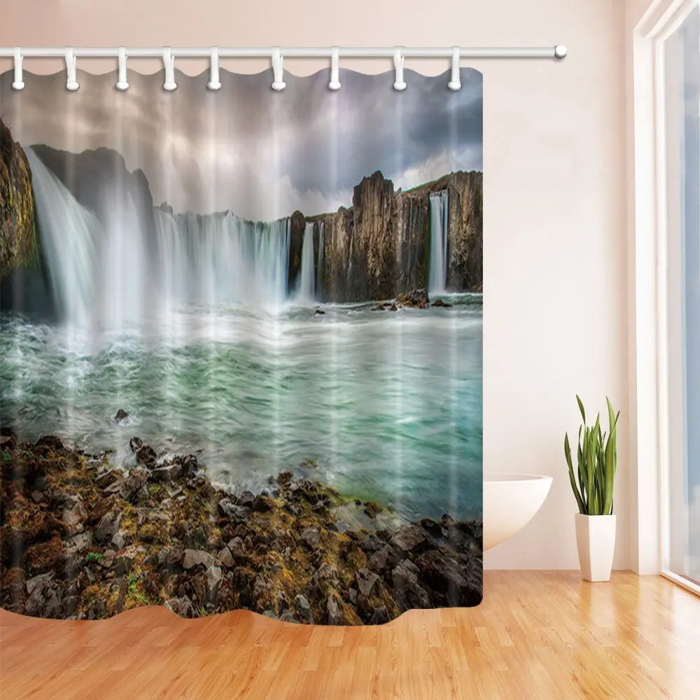 Nature Scenery Decor, Beautiful Waterfall from Mountains into