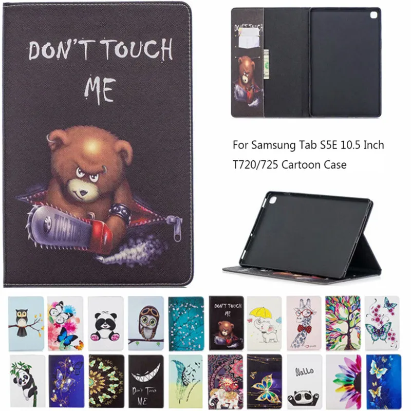 Смарт из искусственной кожи чехол с принтом для Samsung Galaxy Tab S5e SM T720 T725 планшета Funda