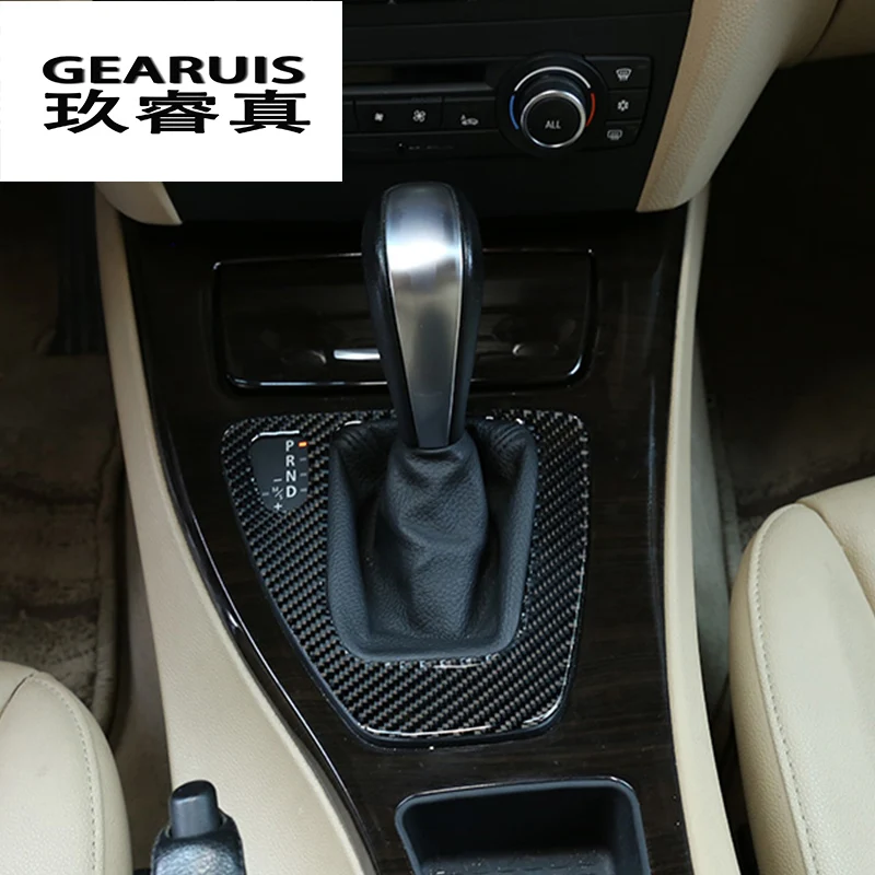 

Car Styling For bmw e90 e92 3 series Carbon fiber Central control Gear Shift Panel Gear Sticker Covers trim Interior Accessories