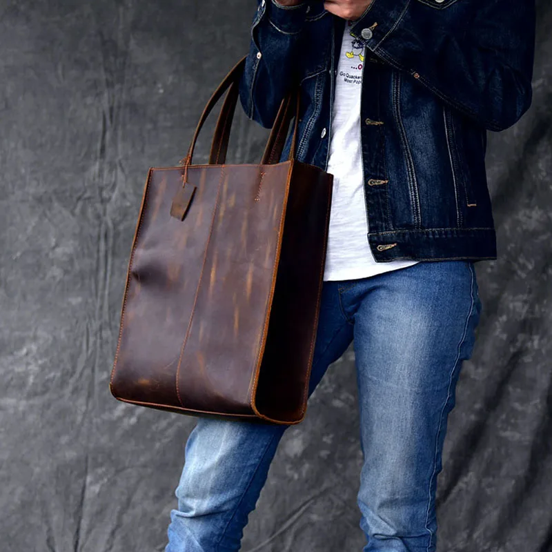 AETOO RClassic European and American style handmade leather tote bag men and women handbag large leather shopping bag