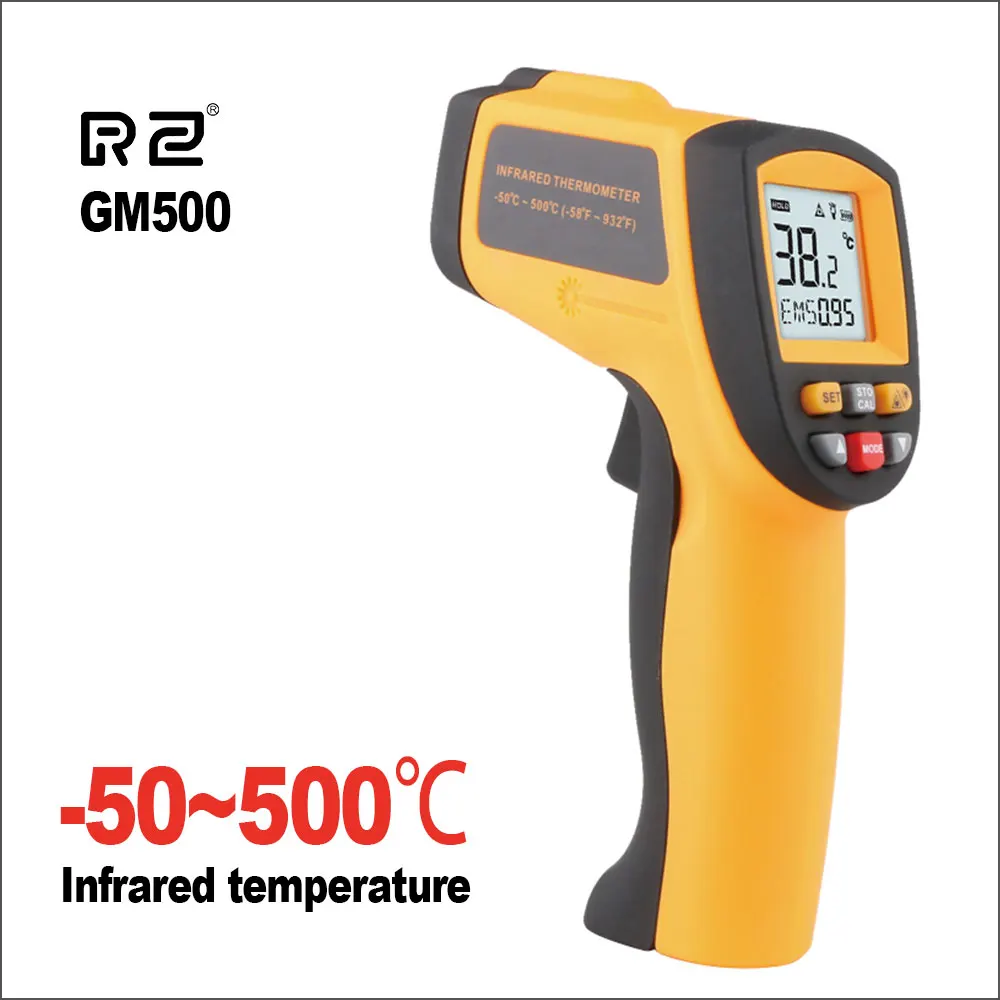 

RZ Infrared Thermometer Handheld Digital Laser Electronic Outdoor Non-Contact Hygrometer Humidity -50~550C IR Laser Thermometer
