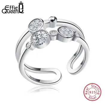 

Effie Queen New Arrived Special Design Genuine 925 Silver Bridal Sets Adjustable Finger Rings For Women Party Jewelry Gift BR20