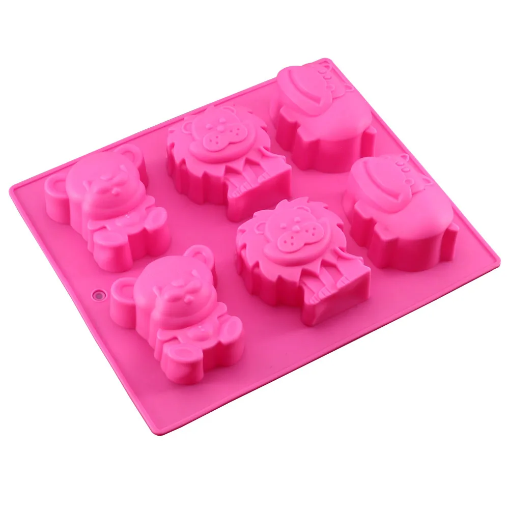 T0920P0363A Silicone Mold Lion Bear Hippo detail 04