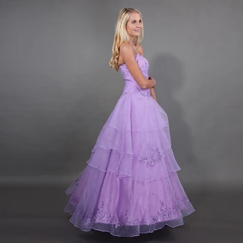 Light Purple Quinceanera Dresses Full Length Embroider Beading Vestido Quinceanera Debutante Sweet 16 Puffy Princess Ball Gowns