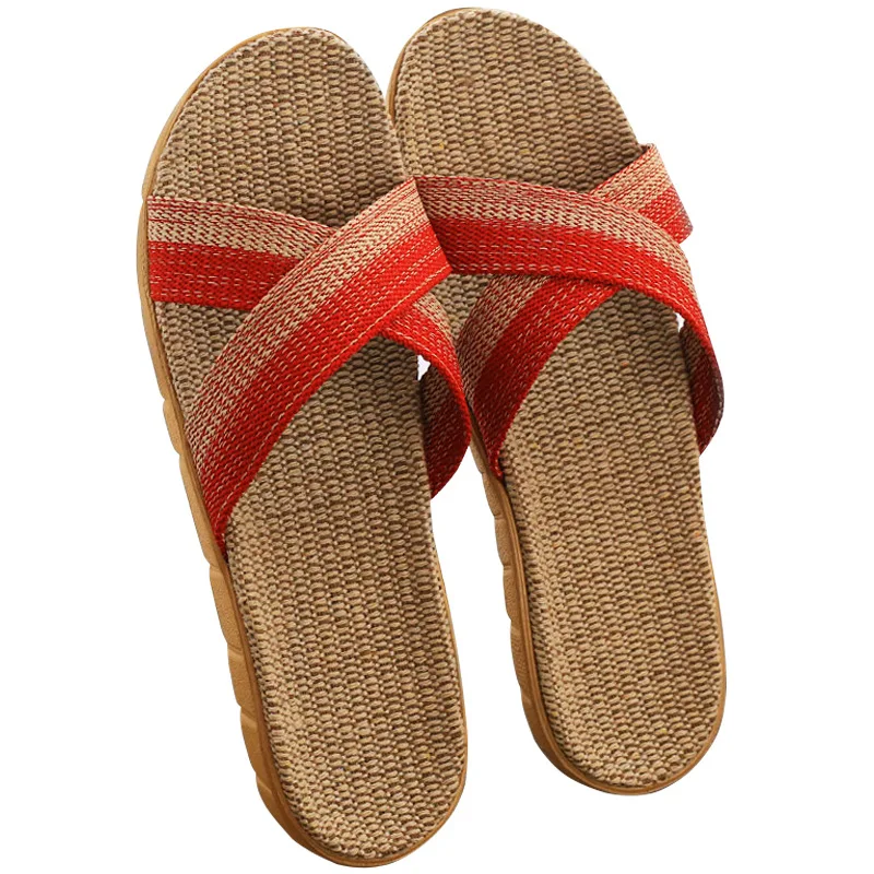 Suihyung Women Summer Flax Slippers Mixed Colors Cross Belt Couple Indoor Slippers Casual Flat Sandals Ladies Slides Flip Flops Suihyung Women Summer Flax Slippers Mixed Colors Cross Belt Couple Indoor Slippers Casual Flat Sandals Ladies Slides Flip Flops
