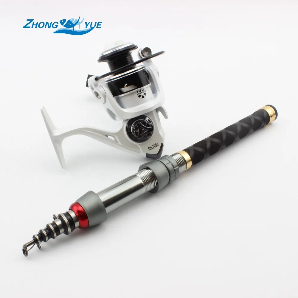 

High Quality 1.8M 2.1M 2.4M Telescopic Fishing Rod And 2000 Series Spinning Fishing Reel Set Kit Free shipping