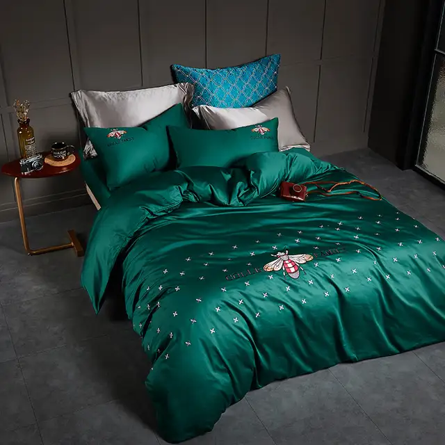 4pcs Bedding Sets 60s Egyptian Cotton Bed Linen Satin Queen King