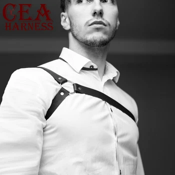 

CEA.HARNESS Role Play Men Body Straps Adjusable PU Leather Belt Punk Shoulder Sculpting Sexy Ring Suspenders Harness