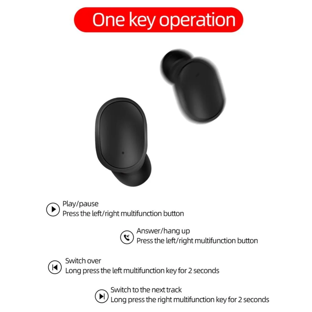 A6S Bluetooth Headsets for redmi airdots TWS Earphone Stereo Wireless Active Noise Cancellation With Mic Handsfree Earbuds