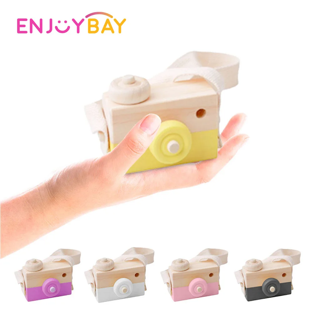 Enjoybay Cute Wooden Camera Toys Kids Hanging Camera Photography Decorations Educational Toy for Baby Birthday Christmas Gifts