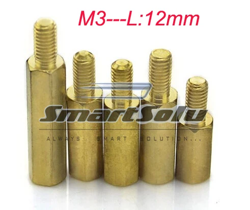 

Free Shipping 100pcs New Brass Hex Stand-Off Pillars Male to Female M3 thread length 12mm,Brass Hex Spacer Standoffs Hex Pillar