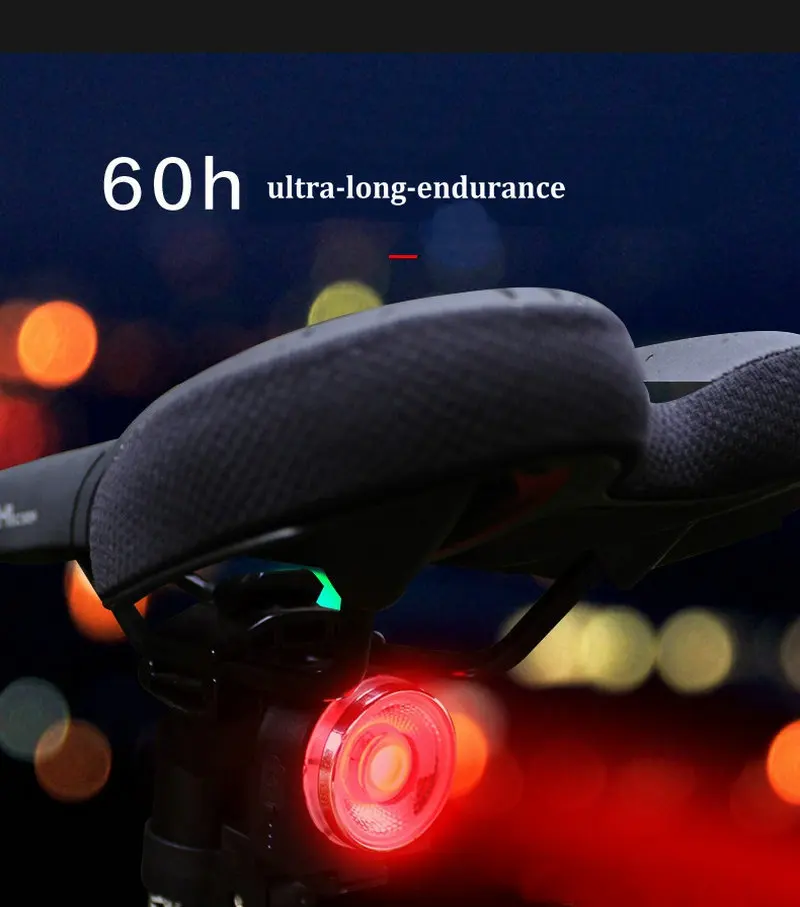 XC USHIO Bicycle Taillight New LED USB Rechargeable Safety Warning Lamp Waterproof Road MTB Bike Saddle Rear Smart Light 4 Mode  (5)