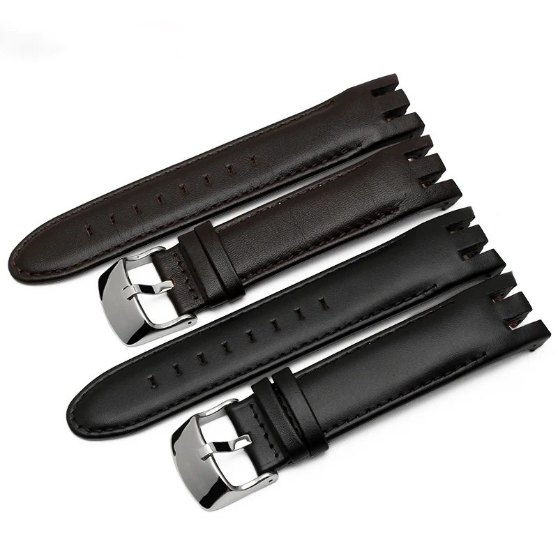 Cinturino In Vera Pelle Da 21Mm Cinturino Per Orologio In Morbida Pelle Impermeabile Per Swatch Yrs403 401 402G 412 418 406G Bracciale Con Tacca Curva
