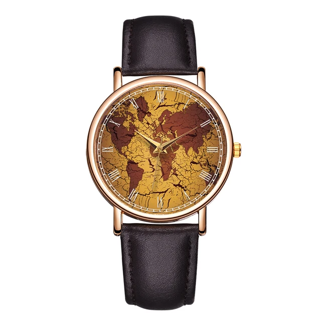B-9076 Fashion World Map Hand Watch PU Leather Retro Design Mens Bracelet Watch B-9076 Fashion World Map Hand Watch PU Leather Retro Design Mens Bracelet Watch