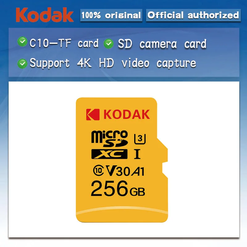 

Kodak micro sd 128gb class 10 U3 4K cartao de memoria 32gb 64gb Flash Memory Card 256GB tarjeta micro sd