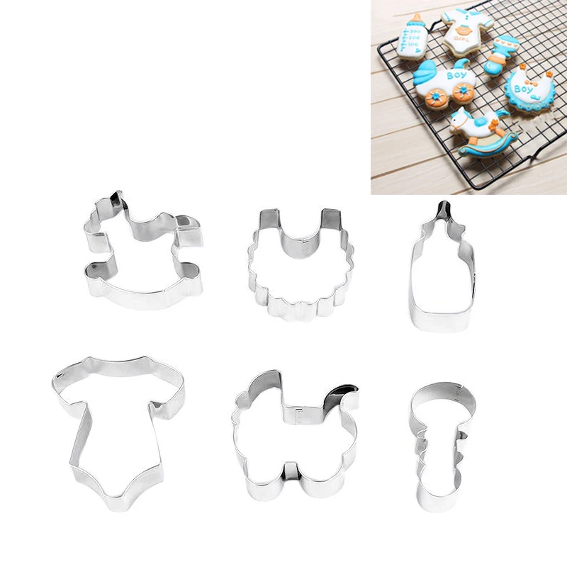 

6pcs/Set DIY Baby Carriage Trojan Shape Cookie Cutter Cake Decorating Fondant Cutters Tool Cookies Stainless Steel Biscoito