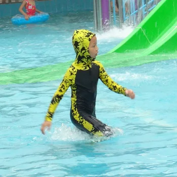 

2018 Wetsuit Kids Long Sleeve Hooded Floral Diving Suit Full Body Swimwear Lycra Surf Wetsuits Children Surfing Wet Suits New L