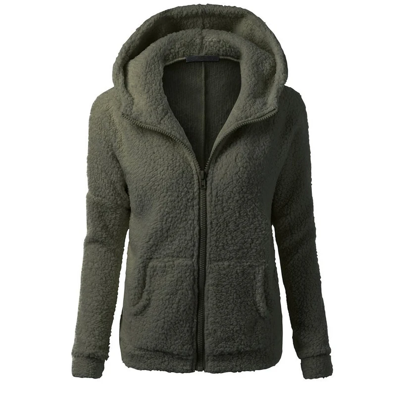 Online Plus größe mit kapuze lämmer wolle jacke frauen herbst mantel 2018 Sprng schwarz Armee zipper Warm outwear Beiläufige Volle Hülse weibliche jacke