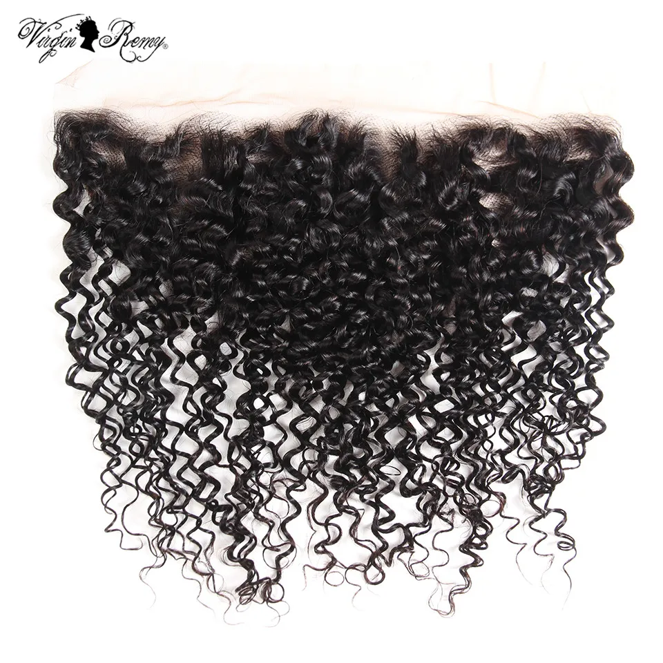 

Queen Virgin Remy Indian Hair Lace Frontal Closure Kinky Curly 13*4 Free Part Human Hair Closure With Baby Hair Natural Color