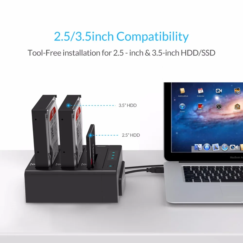 ORICO 6638US3-C USB 30 SATA herramienta gratis 25 ''/35'' Off-line clon Hdd estación de acoplamient