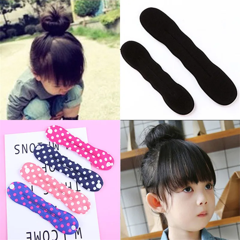 

New Cute Girls Print Hair Bun Maker Tools Headbands Diy Hair Style Headwear French Magic Donut Hairbands Kids Hair Accessories