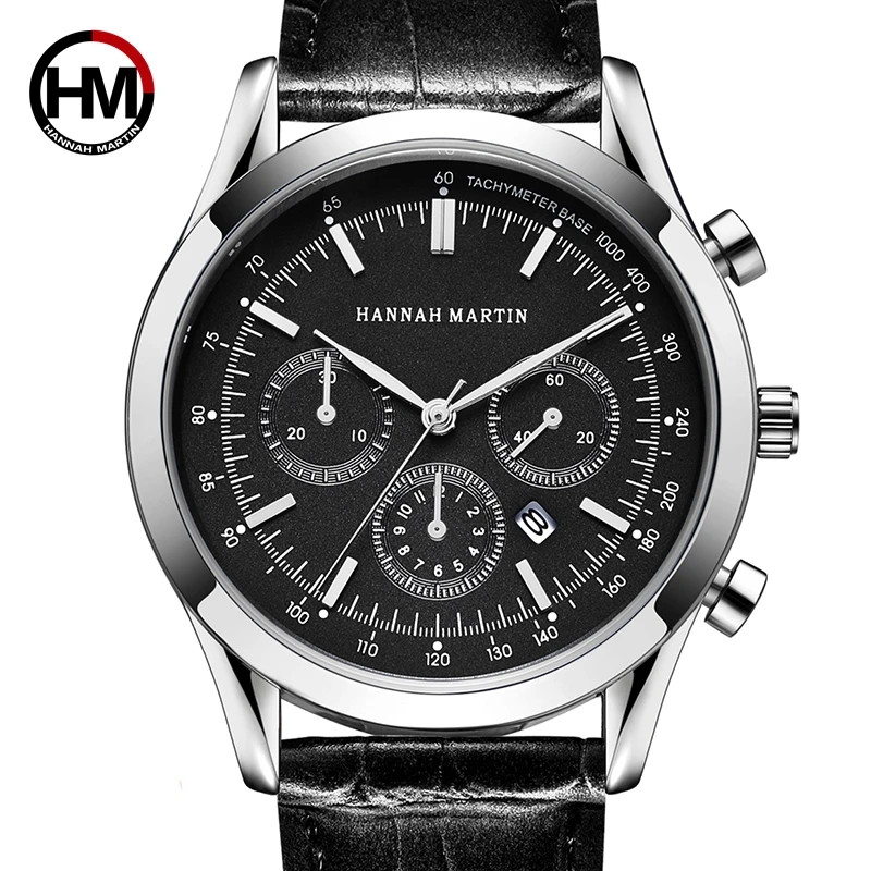 Men Watch Top Luxury Brand Sports Japan Quartz Leather Male Wrist Watch Tachymeter Military Army Pilot Clock Relogio Masculino